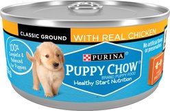 Puppy Chow Classic Ground Chicken Pate Wet Puppy Food, 5.5-oz can, case of 24