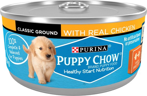Puppy Chow Classic Ground Chicken Pate Wet Puppy Food, 5.5-oz can, case of 24 slide 1 of 8