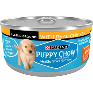 Puppy Chow Classic Ground Chicken Pate Wet Puppy Food, 5.5-oz can, case of 24