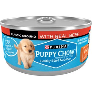 Puppy Chow Classic Ground Beef Pate Wet Puppy Food, 5.5-oz can, case of 24