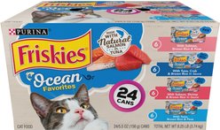 Friskies Ocean Favorites Variety Pack Salmon & Tuna Natural Wet Cat Food, 5.5-oz can, case of 24