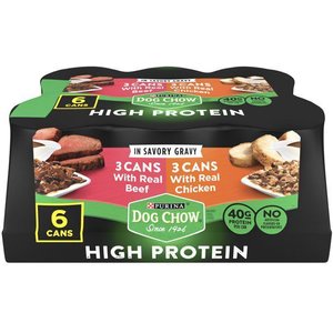 Dog Chow High Protein with Real Beef & Real Chicken in Savory Gravy Variety Pack Wet Dog Food, 13-oz can, case of 6