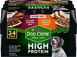 Dog Chow High Protein with Real Beef & Real Chicken in Savory Gravy Variety Pack Wet Dog Food, 13-oz can, case of 24