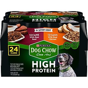 Dog Chow High Protein with Real Beef & Real Chicken in Savory Gravy Variety Pack Wet Dog Food, 13-oz can, case of 24