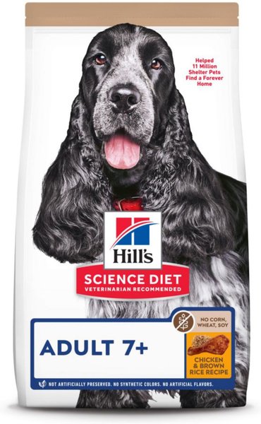 Hill's Science Diet Adult 7+ Chicken & Brown Rice Recipe Dry Dog Food, 4-lb bag slide 1 of 9