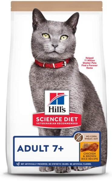 Hill's Science Diet Adult 7+ Chicken & Brown Rice Recipe Dry Cat Food, 3.5-lb bag slide 1 of 9