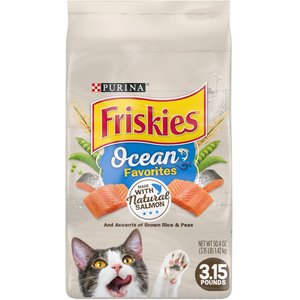 Friskies Ocean Favorites with Natural Salmon Dry Cat Food, 3.15-lb bag