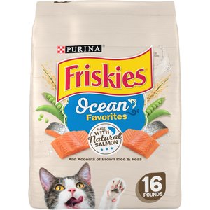 Friskies Ocean Favorites with Natural Salmon Dry Cat Food, 16-lb bag