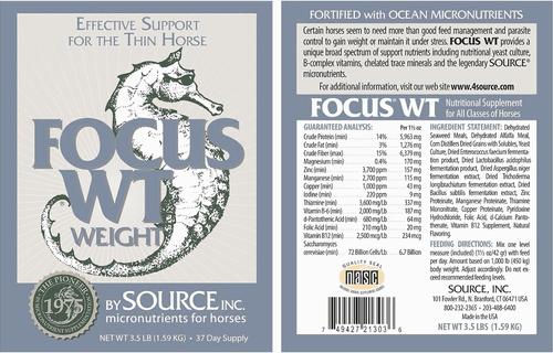 Show full view: Focus by Source Inc. WT Weight Gain Powder Horse Supplement, 3.5-lb tub slide 2 of 4