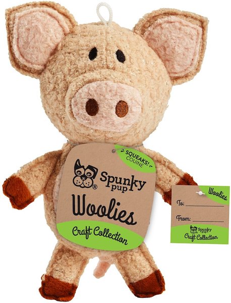Spunky Pup Woolies Craft Collection Pig Squeaky Plush Dog Toy slide 1 of 1