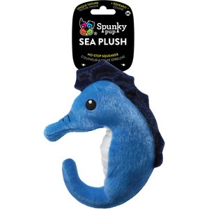 Spunky Pup Sea Plush Seahorse Squeaky Plush Dog Toy, Medium