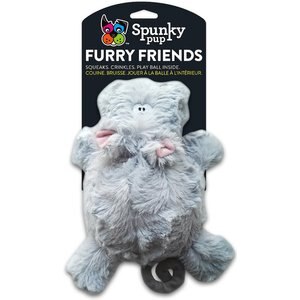 Spunky Pup Furry Friends Hippo Squeaky Plush Dog Toy