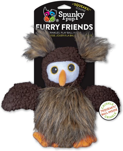 Spunky Pup Furry Friends Owl Squeaky Plush Dog Toy slide 1 of 1