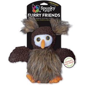 Spunky Pup Furry Friends Owl Squeaky Plush Dog Toy