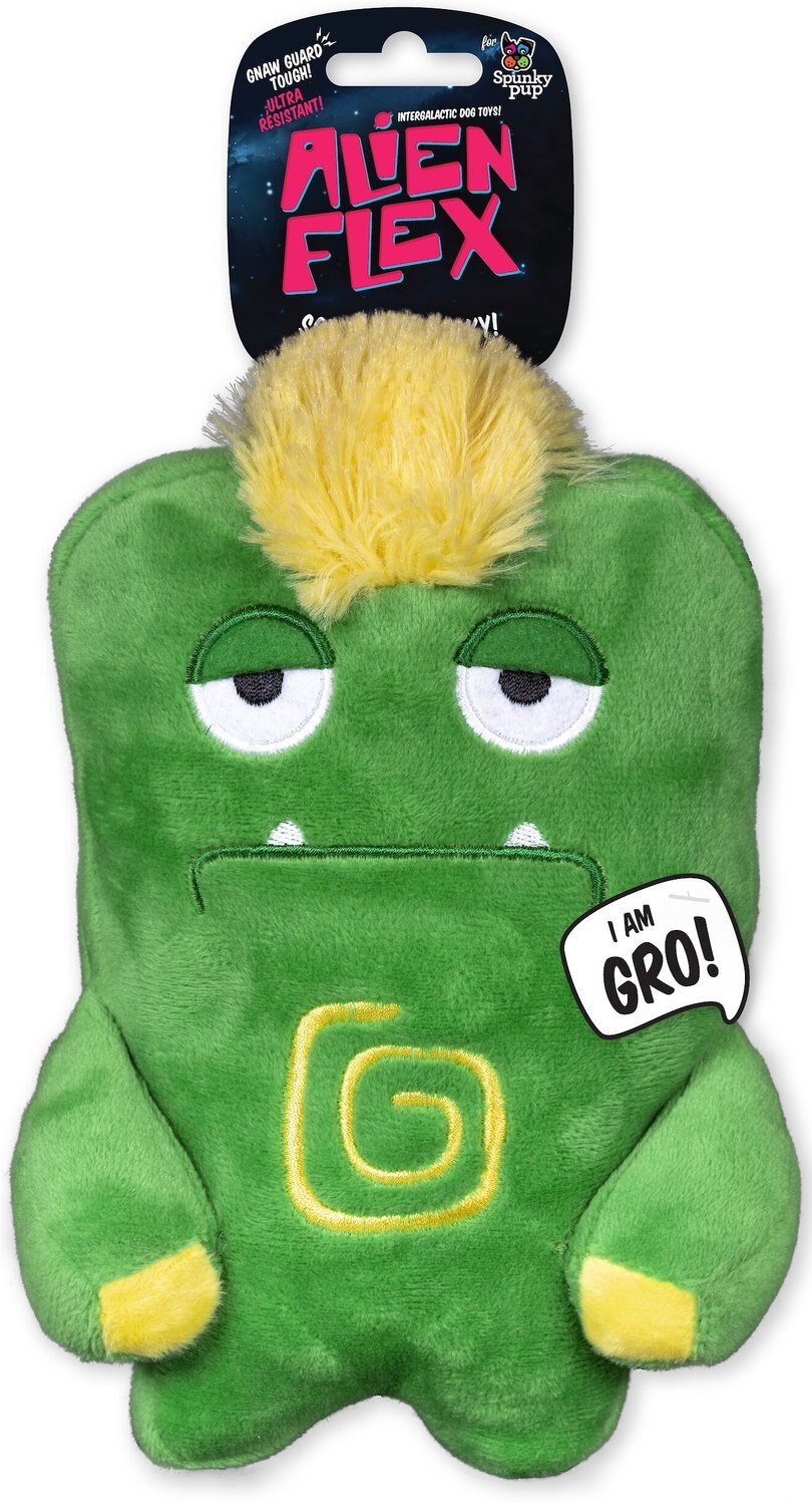 SPUNKY PUP Alien Flex Gro Squeaky Plush Dog Toy
