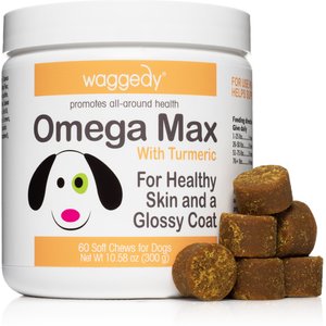 waggedy Omega Max Joint & Skin Health Chews Supplement for Dogs, 60 count