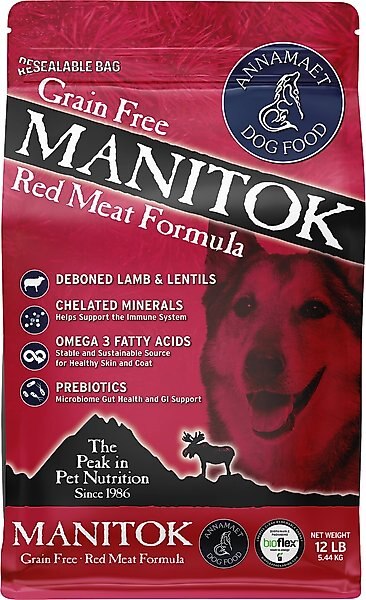 Annamaet Grain-Free Manitok Red Meat Formula Dry Dog Food, 12-lb bag slide 1 of 6