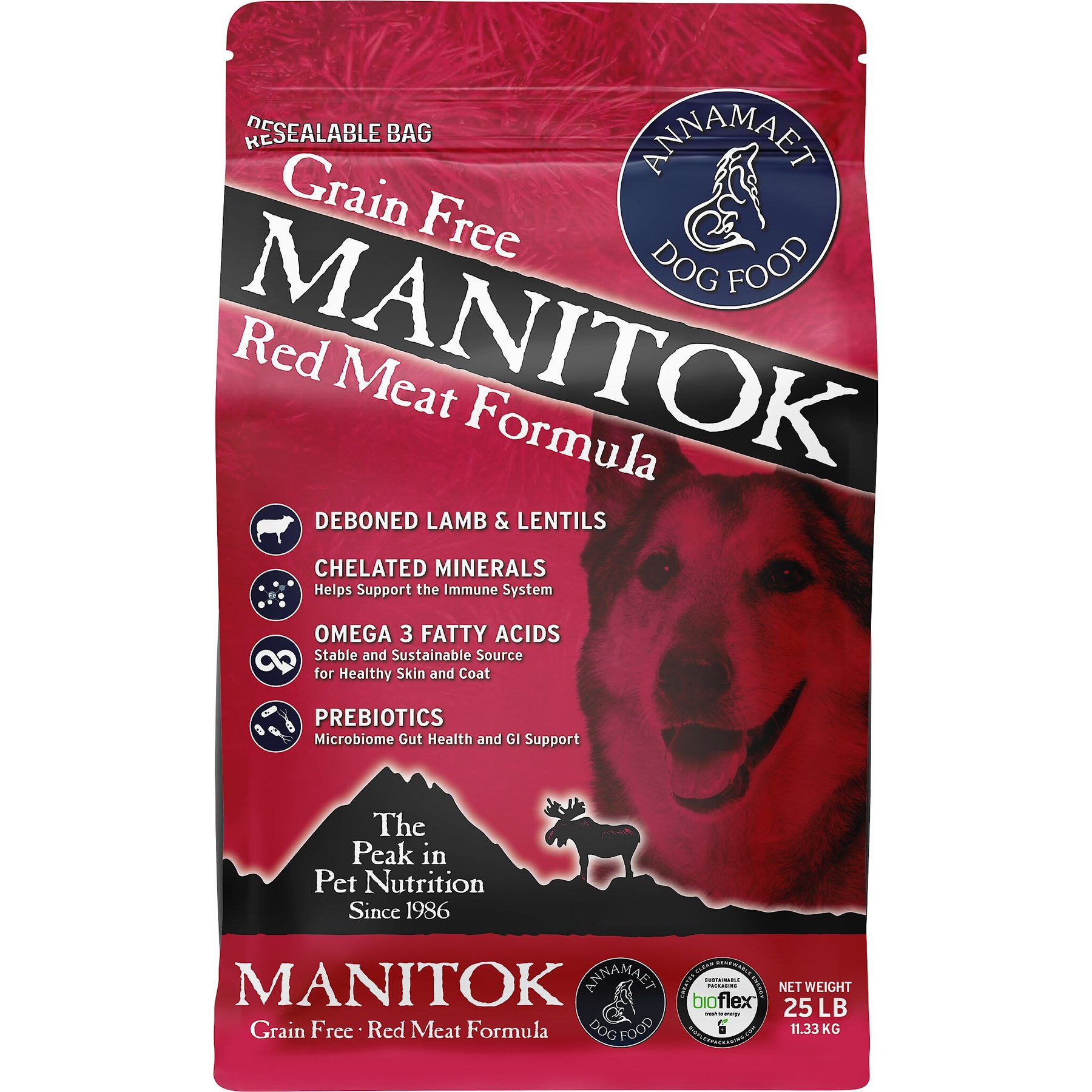 ANNAMAET Grain Free Manitok Red Meat Formula Dry Dog Food 25 lb