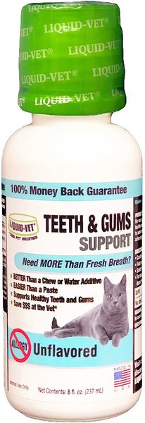 Liquid-Vet Teeth & Gums Support Allergy-friendly Unflavored Cat Supplement, 8-oz bottle slide 1 of 6