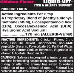 Liquid-Vet Itch & Allergy Support Chicken Flavor Cat Supplement, 8-oz bottle slide 2 of 4