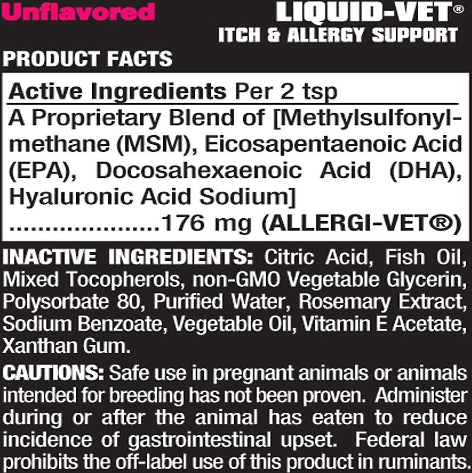 LIQUIDVET Itch & Allergy Support AllergyFriendly Unflavored Cat
