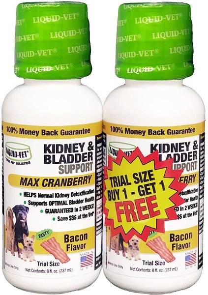 Liquid-Vet Kidney & Bladder Support Bacon Flavor Dog Supplement, 8-oz bottle, 2 count slide 1 of 3