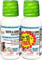 Liquid-Vet Teeth & Gums Support Bacon Flavor Dog Supplement, 8-oz bottle, 2 count