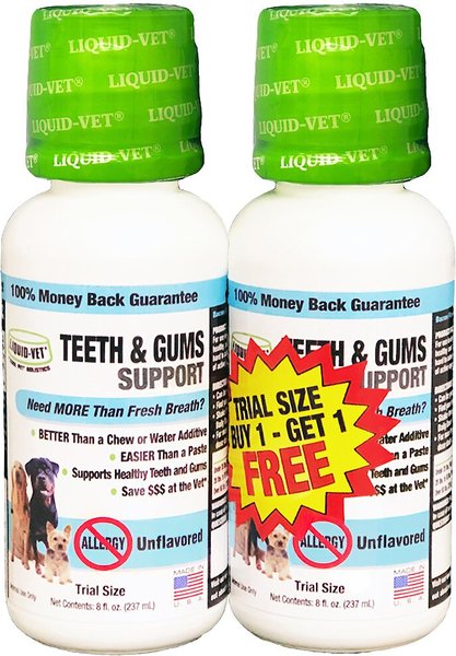 Liquid-Vet Teeth & Gums Support Allergy-Friendly Unflavored Dog Supplement, 8-oz bottle, 2 count slide 1 of 4