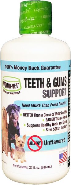 Liquid-Vet Teeth & Gums Support Allergy-Friendly Unflavored Dog Supplement, 32-oz bottle slide 1 of 4