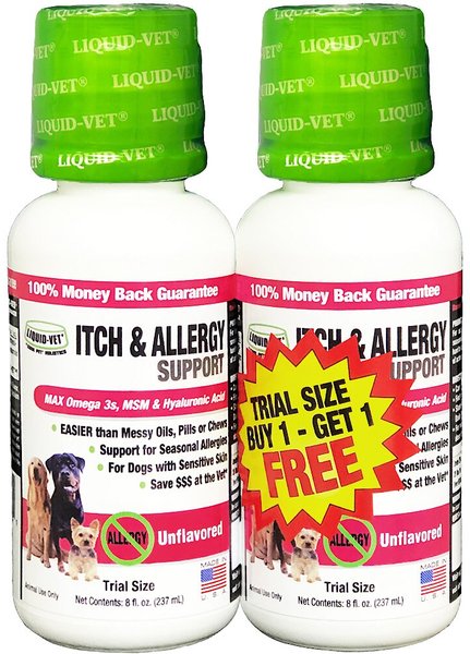 Liquid-Vet Itch & Allergy Support Allergy-Friendly Unflavored Dog Supplement, 8-oz bottle, 2 count slide 1 of 4