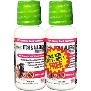 Liquid-Vet Itch & Allergy Support Allergy-Friendly Unflavored Dog Supplement, 8-oz bottle, 2 count