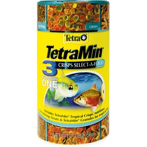 TETRAMin 3 In 1 Flakes, Treats & Granules Fish Food, 2.4-oz jar
