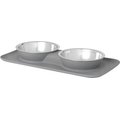 Frisco Silicone Stainless Steel Double Diner Dog & Cat Bowl, Gray, 3 Cup