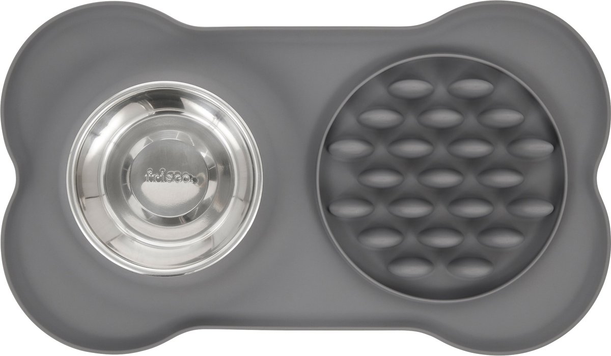 Frisco Silicone Slow Feeder Mat with Stainless Steel Bowl