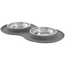 Frisco Double Stainless Steel Pet Bowl with Silicone Mat, Light Gray, Small: 1.5 cup