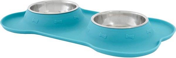 Frisco Silicone Stainless Steel Double Diner Dog & Cat Bowl, Small, Teal, 0.5 Cup slide 1 of 7