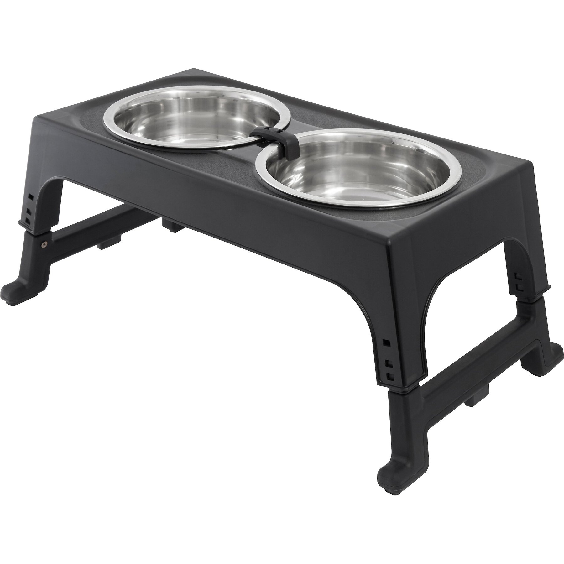 Elevated Dog Food Water Bowls 2 Stainless Steel Bowls, 3 Adjustable Heights-Gray, Size: 2.1 in