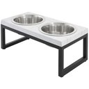 Frisco Marble Print Stainless Steel Double Elevated Dog Bowl, Black Stand, Medium: 3 cup