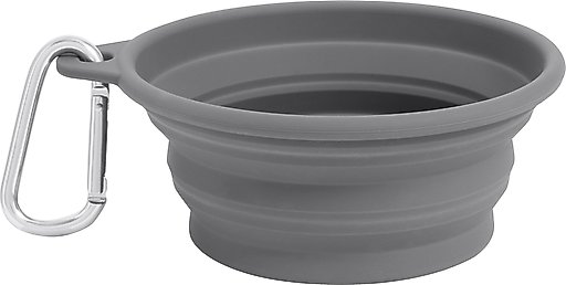 Frisco Silicone Collapsible Travel Bowl with Carabiner, Gray, Small: 1.5 cup