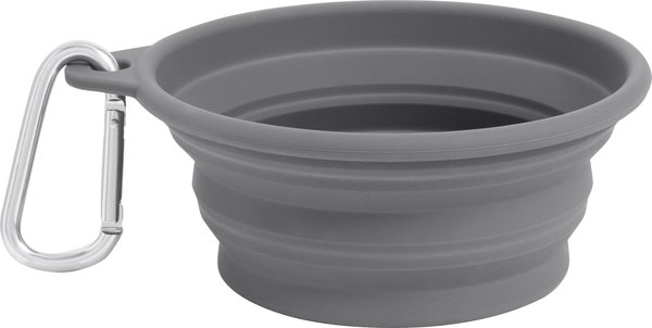 Frisco Silicone Collapsible Travel Bowl with Carabiner, Gray, 1.5 Cup slide 1 of 6