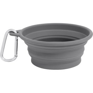 Frisco Silicone Collapsible Travel Bowl with Carabiner, Gray, 1.5 Cups