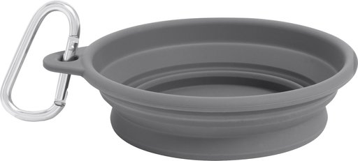 Frisco Silicone Collapsible Travel Bowl with Carabiner, Gray, Small: 1.5 cup