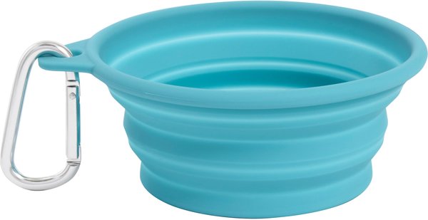 Frisco Silicone Collapsible Travel Bowl with Carabiner, Teal, 1.5 Cups slide 1 of 6