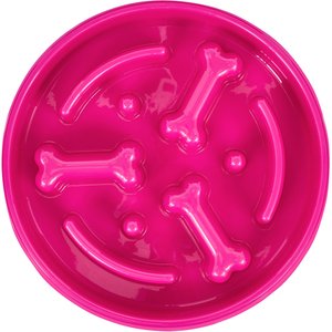 1pc Coral Pink Dog Slow Feeder Bowl With Bone-shaped Slow Feeder Post,  Anti-skid And Suitable For Medium And Small Dogs