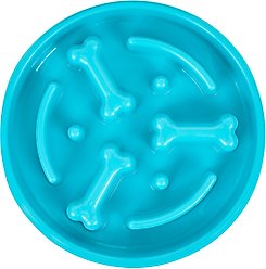 Frisco Bone Shaped Ridges Slow Feed Bowl, Blue, Medium: 3 cup