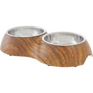 Frisco Double Stainless Steel Bowl, Wood Design, 0.5 Cup