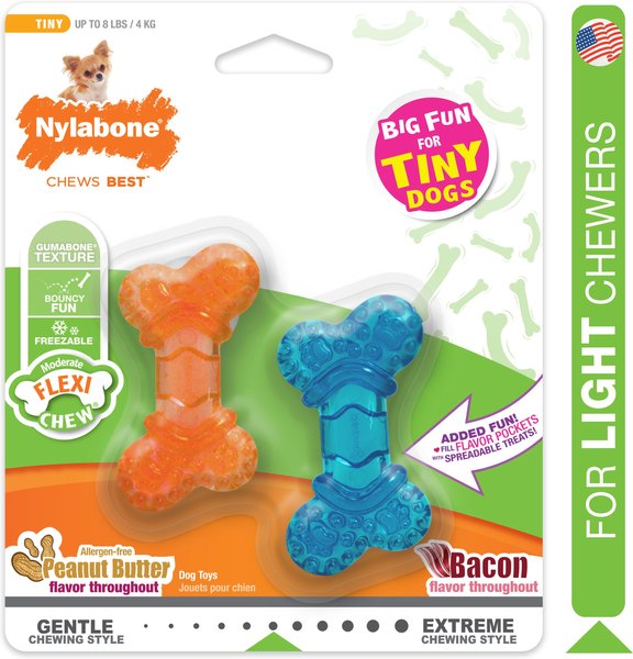 Nylabone FlexiChew Peanut Butter & Bacon Flavored Dog Chew Toy, Mini, 2 count slide 1 of 8