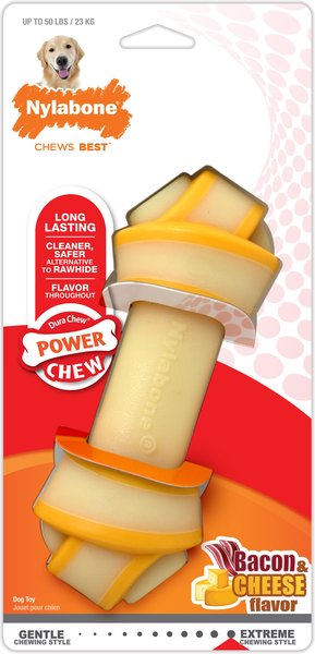 Nylabone Power Chew Rawhide Knot Chew Bone Bacon & Cheese Flavored Dog Chew Toy, Giant slide 1 of 10