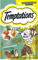 Temptations ShakeUps Clucky Carnival Chicken, Turkey & Catnip Flavor Soft & Crunchy Cat Treats, 2.47-oz bag