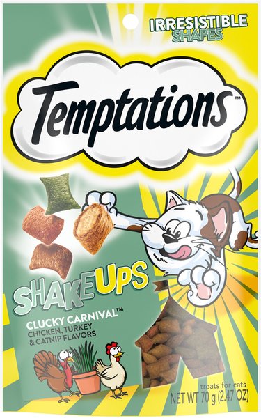 Temptations ShakeUps Clucky Carnival Flavor, Chicken, Turkey & Catnip Flavor Cat Treats, 2.47-oz bag slide 1 of 8